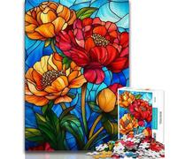 Jigsaws 1000 Pieces for Teenagers Stained Glass Lotus 1000 Piece Jigsaw,Challenging Difficult Deal As Gifts for The Whole Family (size 38x26cm)