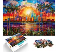 Jigsaws 1000 Pieces for teenagers Stained Glass Miami pädagogische Herausforderung Geeignet für die Schreibtischdekoration38x26cm