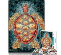Jigsaws 1000 Pieces for Teenagers Stained Glass Turtle 1000 Pieces for Adults,Family Game Stress Reliever Difficult Challenge Suitable for Couples (size 75x50cm)
