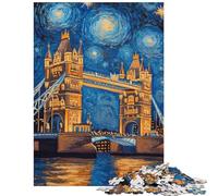 Jigsaws 1000 Pieces for Teenagers Starry Tower Bridge Family Game Learning Educational Home Decoration Toys Help The Brain Exercise Size 75x50cm
