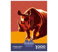 Jigsaws 1000 Pieces for Teenagers Stylized Rhinoceros Illustration Jigsaw Puzzle Toy Wall Decor Difficult Challenge Birthday Present, Gifts, 70x50cm/1000pcs