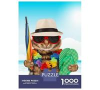 Jigsaws 1000 Pieces for Teenagers Summer Vacation Cats Beach Jigsaw Toy Wall Decor Staycation Kill Time Gifts for Friends And Family 52x38cm/1000pcs