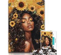 Jigsaws 1000 Pieces for Teenagers Sunflower African Woman,Brain Intelligence Challenge Addictive Toys Birthday Present,Gifts,Wall Art 50x75cm