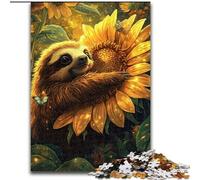 Jigsaws 1000 Pieces for Teenagers Sunflower Sloth, for 14+ Challenging Game As A Gift for The Whole Family And Friends (Size50x75cm)