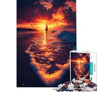 Jigsaws 1000 Pieces for Teenagers Sunset Beach Walk for Educational Game Challenge Toy for Educational Game Difficult Hard Art Work Gifts (size 38x52cm)