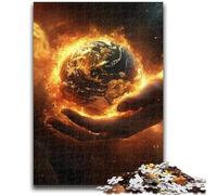 Jigsaws 1000 Pieces for Teenagers The Earth in The Palm of Your Hand 1000 Piece Puzzle,Stress Reliever Staycation Kill Time Wishlist with Santa Claus (75x50cm)