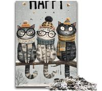 Jigsaws 1000 Pieces for Teenagers Three Cats 1000 Pieces for Adults,Learning Educational Toys Family Games Unique Birthday And Gifts (38x26cm)