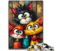 Jigsaws 1000 Pieces for Teenagers Three Cats for And 14 Years And over Educational Challenge Fun Activities at Home, Birthday Gifts, Travel Gifts 50x75cm