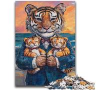 Jigsaws 1000 Pieces for Teenagers Tiger Family Stress Reliever Difficult Challenge Deal As Gifts for The Whole Family 26x38cm