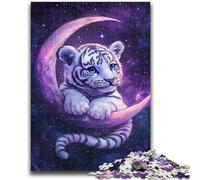 Jigsaws 1000 Pieces for Teenagers Tiger on The Moon Toys Educational Games Stress Relieving Parent-child Interaction for Ages 14+ 50x75cm