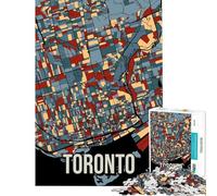 Jigsaws 1000 Pieces for Teenagers Toronto City Map Art for Educational Game Challenge Toy for Educational Game Difficult Hard Art Work Gifts (size 50x75cm)