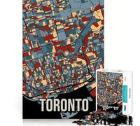 Jigsaws 1000 Pieces for Teenagers Toronto City Map Art Neat Joint Decor Mind Exercise Toy Rest Time Game Christmas Fun Gift (38x52cm)