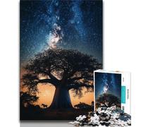 Jigsaws 1000 Pieces for Teenagers Tree Under The Starry Sky,Challenging To Complete But Fun And Humorous Unique Birthday And Gifts 38x26cm
