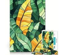 Jigsaws 1000 Pieces for Teenagers Tropical Leaves Pattern Neat Joint Decor Mind Exercise Toy Rest Time Game Christmas Fun Gift (50x75cm)