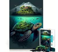 Jigsaws 1000 Pieces for Teenagers Turtle Island Neat Joint Decor Mind Exercise Toy Rest Time Game Christmas Fun Gift (50x75cm)