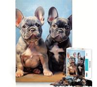 Jigsaws 1000 Pieces for Teenagers Two French Bulldogs Neat Joint Decor Mind Exercise Toy Rest Time Game Christmas Fun Gift (50x75cm)