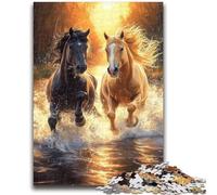 Jigsaws 1000 Pieces for Teenagers Two Horses Stress Reliever Difficult Challenge Deal As Gifts for The Whole Family 26x38cm