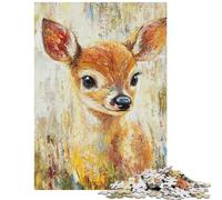 Jigsaws 1000 Pieces for Teenagers Vibrant Fawn Portrait Educational Games Improve Memory Anti-Stress Toys Gifts for Friends And Family Size 38x26cm