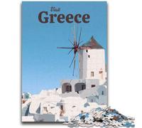 Jigsaws 1000 Pieces for Teenagers Visit Greece Toys Educational Games Stress Relieving Parent-child Interaction for Ages 14+ (size 38x26cm)