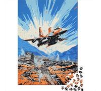 Jigsaws 1000 Pieces for Teenagers Warplane Over Ruined Cityscape Jigsaw Puzzle Toy Wall Decor Difficult Challenge Birthday Present, Gifts, 38x26cm/1000pcs