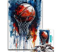 Jigsaws 1000 Pieces for Teenagers Watercolor Basketball,Brain Intelligence Challenge Addictive Toys Birthday Present,Gifts,Wall Art 38x26cm