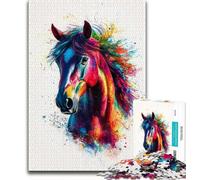 Jigsaws 1000 Pieces for Teenagers Watercolor Horse 1000 Piece Puzzle,Stress Reliever Staycation Kill Time Wishlist with Santa Claus 26x38cm