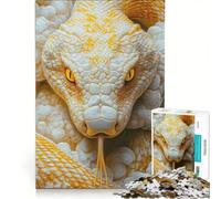 Jigsaws 1000 Pieces for Teenagers White And Yellow Python Brain Teaser Game Perfect Decoration Every Piece Is Unique 50x75cm