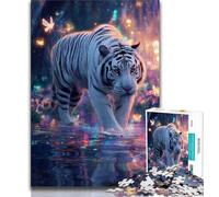 Jigsaws 1000 Pieces for Teenagers White Tiger 1000 Pieces for Adults,Learning Educational Toys Family Games Unique Birthday And Gifts 26x38cm