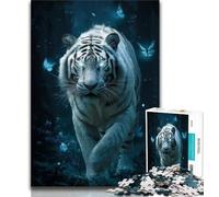 Jigsaws 1000 Pieces for Teenagers White Tiger Butterfly,Help The Brain Exercise Addictive Toys to Cultivate Patience Perfect Decoration (75x50cm)