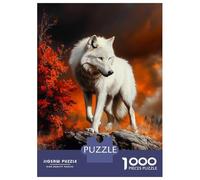 Jigsaws 1000 Pieces for Teenagers White Wolf in Autumn Landscape Adult Puzzles Relaxing Games Precision Cutting Gifts for Friends And Family 70x50cm/1000pcs