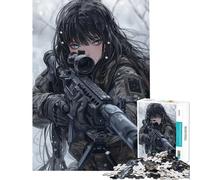 Jigsaws 1000 Pieces for Teenagers Winter Sniper Vigilance Challenging To Complete Learning Educational Family Game for And from 14 Years And over (50x75cm)