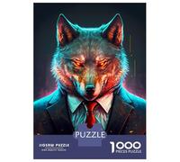 Jigsaws 1000 Pieces for Teenagers Wolf CEO In Suit Jigsaws for Adults Brain Teaser Game A Work of Art Great Gift for Gaming 70x50cm/1000pcs