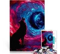 Jigsaws 1000 Pieces for teenagers Wolf Howling at Cosmic Vortex DIY-Spielzeug Verbessern Sie das Gedächtnis52x38cm