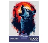 Jigsaws 1000 Pieces for Teenagers Wolf Howling at Moon Wall Art Print-1 Adult Jigsaw Puzzle Family Games Birthday Present Gifts for Friends And Family 38x26cm/1000pcs