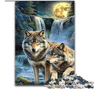 Jigsaws 1000 Pieces for Teenagers Wolf Under The Moon, for 14+ For Family Fun & Game Night Artists' Collection, Fine Arts (Size 26x38cm)