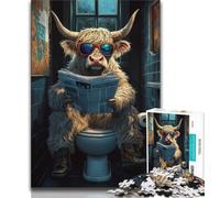 Jigsaws 1000 Pieces for Teenagers Yak Sitting on The Toilet 1000 Piece Puzzle,Stress Reliever Staycation Kill Time Wishlist with Santa Claus 26x38cm