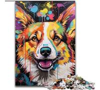 Jigsaws 1000Pieces for Adults Corgi Graffiti Difficult Puzzles for Adults Educational & Fun Indoor Game for Home Decor (Size 26x38 cm)
