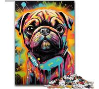 Jigsaws 1000Pieces for Adults Graffiti Painting Pug Jigsaw Puzzles 1000Pieces for Adults for Holidays & Birthdays (Size 26x38 cm)
