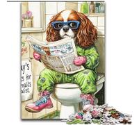 Jigsaws 1000Pieces for Adults King Spaniel Go Toilet Jigsaw Puzzles for Adults 1000Piece Perfect for Family Fun on Birthdays, Christmas (Size 50x75 cm)