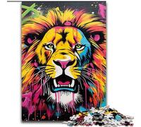 Jigsaws 1000Pieces for Adults Lion Graffiti Art 1000Piece Puzzle Challenging DIY Brain Teaser, Interactive Family Game (Size 50x75 cm)