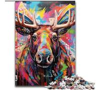 Jigsaws 1000Pieces for Adults Moose Graffiti Difficult Puzzles for Adults Educational & Fun Indoor Game for Home Decor (Size 50x75 cm)