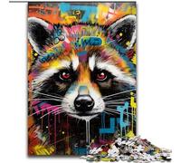 Jigsaws 1000Pieces for Adults Raccoon Graffiti Jigsaw Puzzles 1000Pieces for Adults for Holidays & Birthdays (Size 26x38 cm)