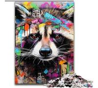 Jigsaws 1000Pieces for Adults Raccoon Graffiti Jigsaw Puzzles 1000Pieces for Adults for Holidays & Birthdays (Size 50x75 cm)