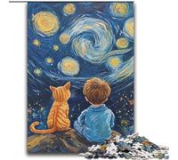 Jigsaws 2000 Pieces for Adults Cat And Little Boy Learning Educational Toys Family Games Enhance Love between Couples 70x100cm