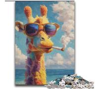 Jigsaws 2000 Pieces for Adults Smoking Giraffe Family Game Stress Reliever Difficult Challenge Suitable for Couples 70x100cm