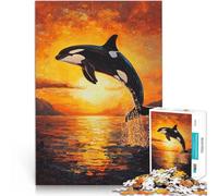 Jigsaws 2000 Pieces for Adults sunset killer whale Made of cardboard,for 14+ Decompressing Intellectual Educational Toy Offered as gifts for the whole family。size:70x100cm/27.5x39.3inch