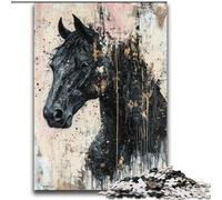 Jigsaws 2000 Pieces for Teenagers Black Golden Horse Challenging To Complete But Fun And Humorous Unique Birthday And Gifts 70x100cm