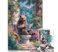 Jigsaws 2000 Pieces for Teenagers Grizzly Bear on The Toilet,Challenging Game And Family Play Educational Game for Birthday,Chrismas 70x100cm