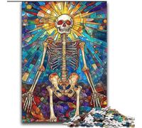 Jigsaws 2000 Pieces for Teenagers Stained Glass Skull Decompressing Intellectual Educational Toy Perfect Decoration 70x100cm