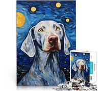 Jigsaws 2000 Pieces for teenagers Weimaraner Starry Night Denksportaufgabe für Geburtstagsgeschenk, Geschenke70x100cm